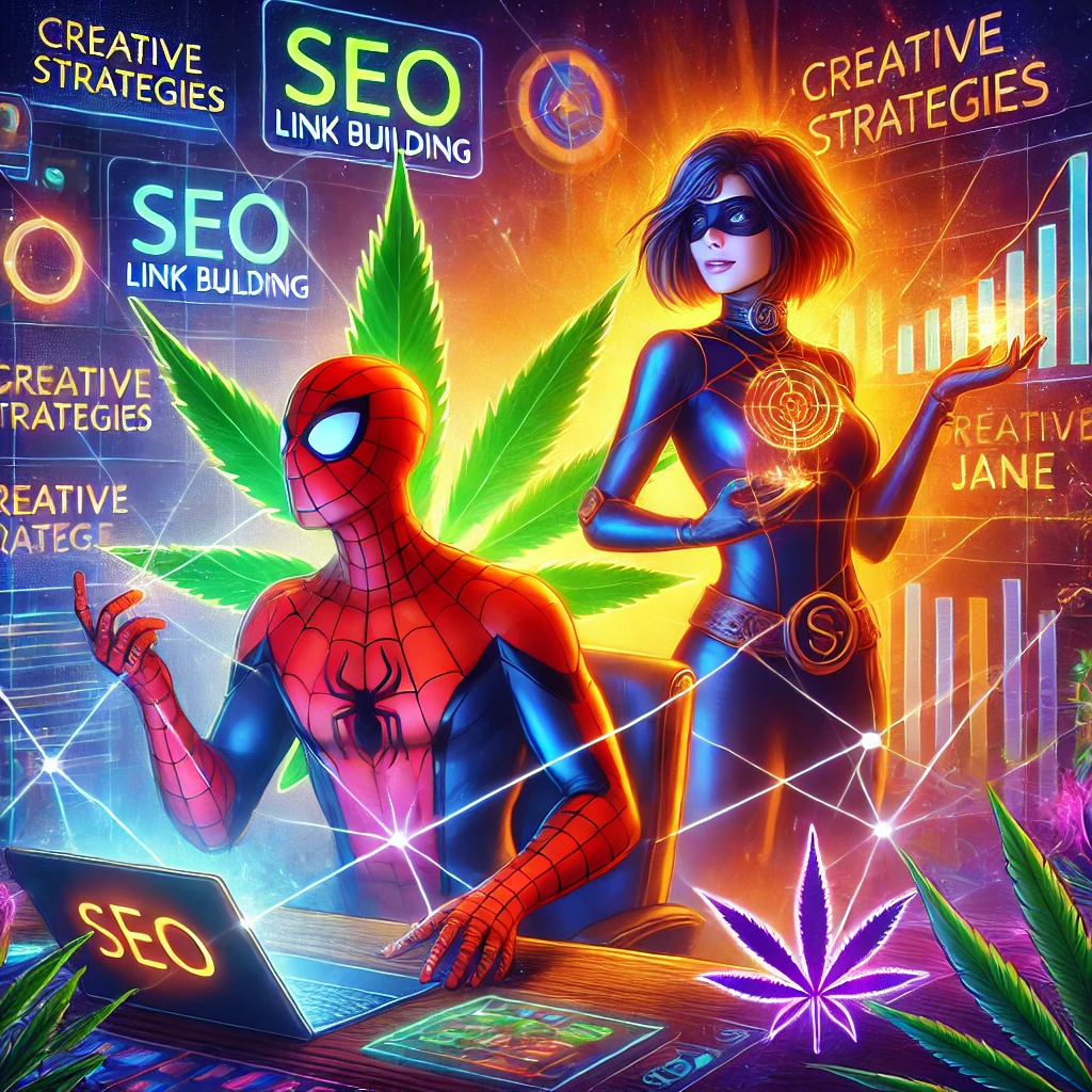 Spiderman doing SEO and link building